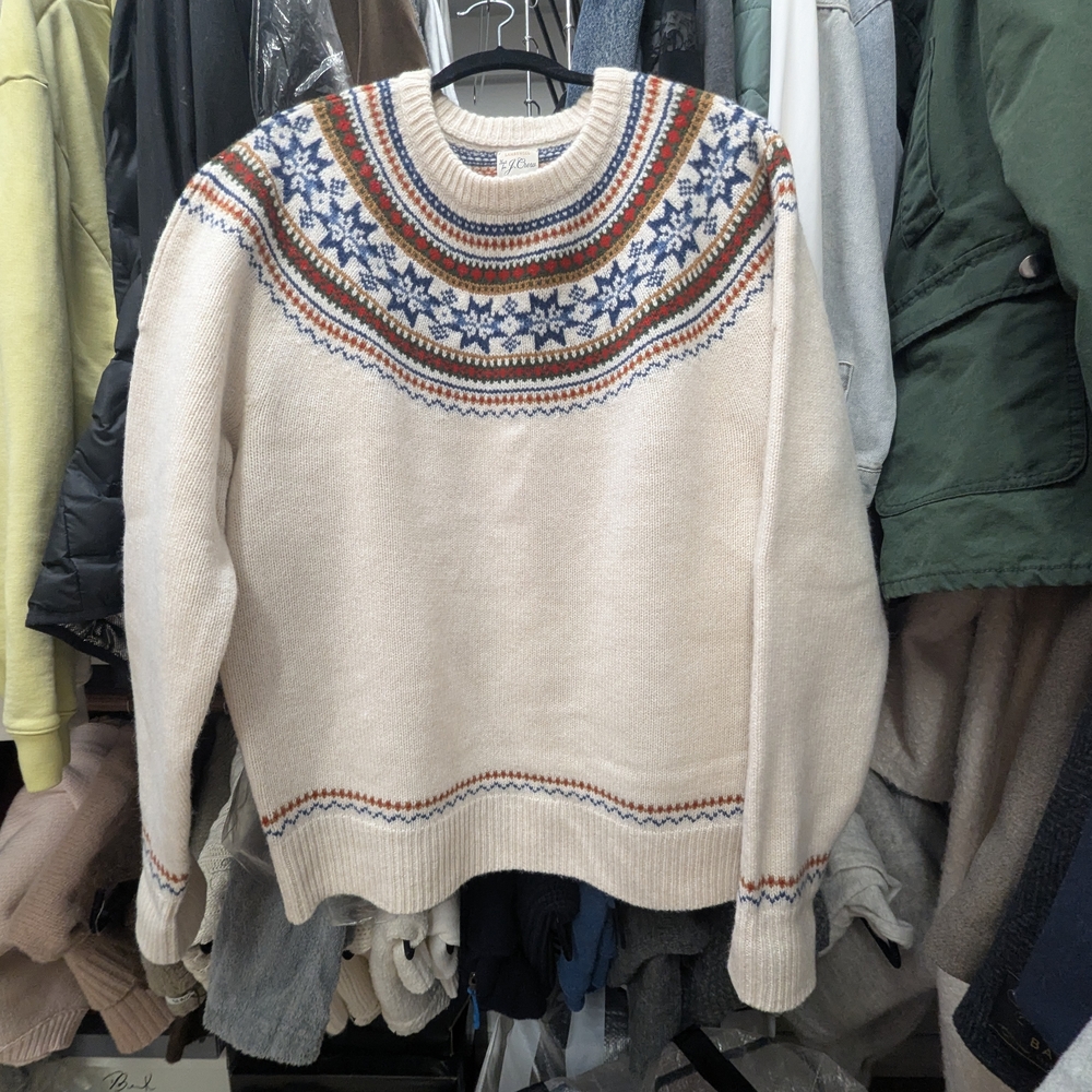 Nwt JCrew Men's Cream/Beige Fair Isle Sweater